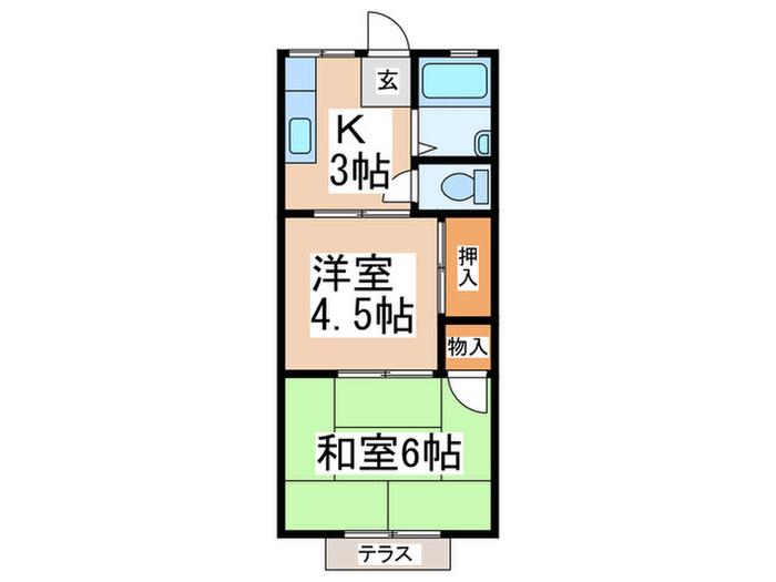 コーポ矢部(2K/1階)の間取り写真