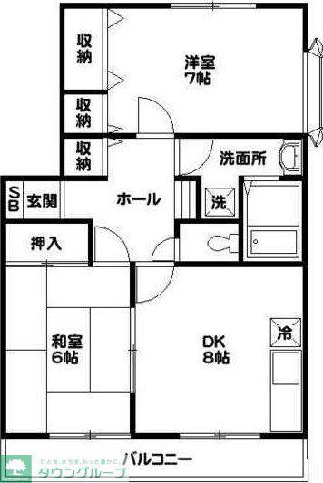 ヴィーブルヨコハマ(2DK/1階)の間取り写真