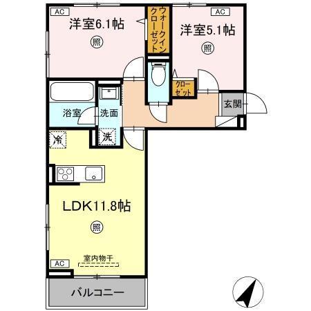 D-RESENA丸山S(2LDK/2階)の間取り写真
