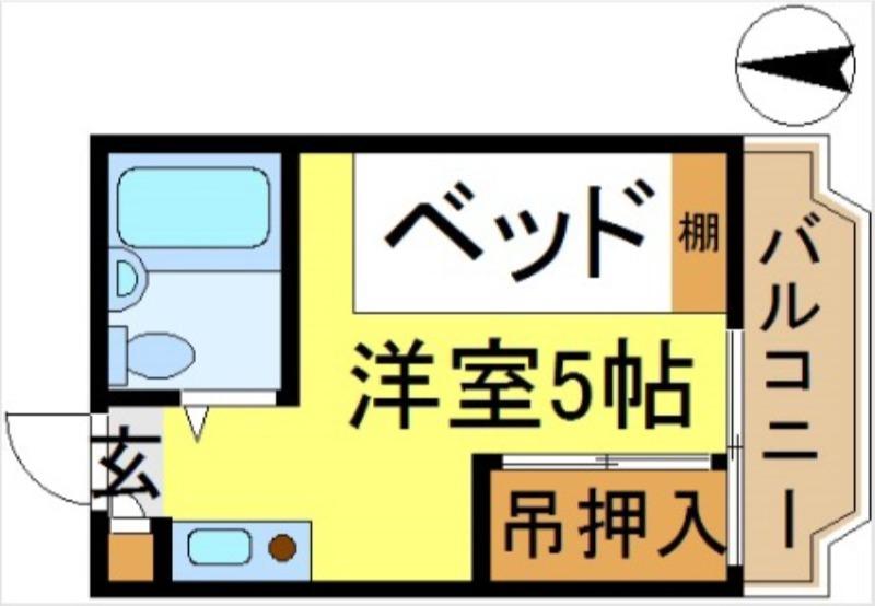 コーポコスモ(ワンルーム/2階)の間取り写真