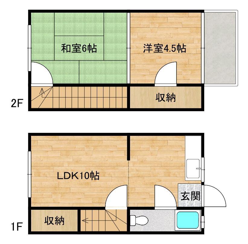 プラム西新102(2LK/2階)の間取り写真