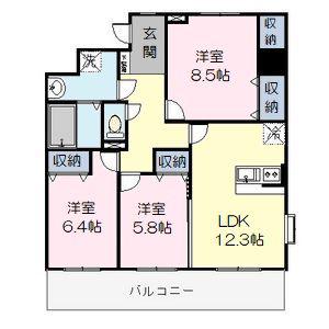 リバーサイド天神(3LDK/8階)の間取り写真