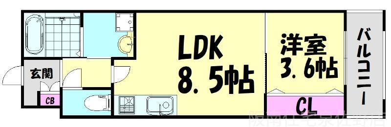 ALIVIO泉佐野(1LDK/1階)の間取り写真