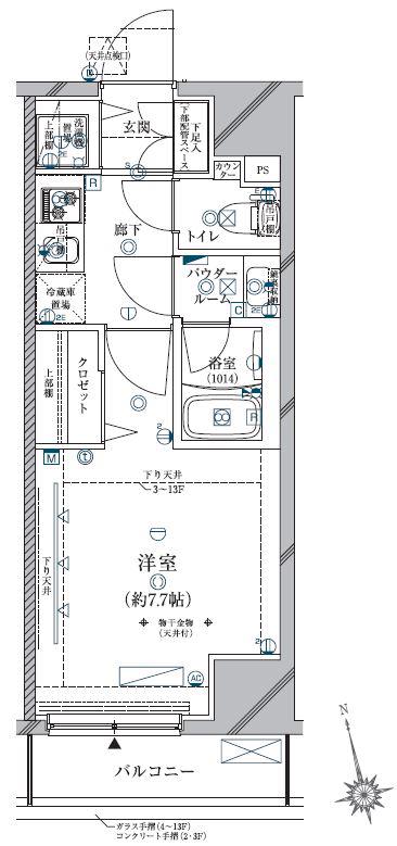 CRACIA SANGEN-JAYA (1K/11階)の間取り写真