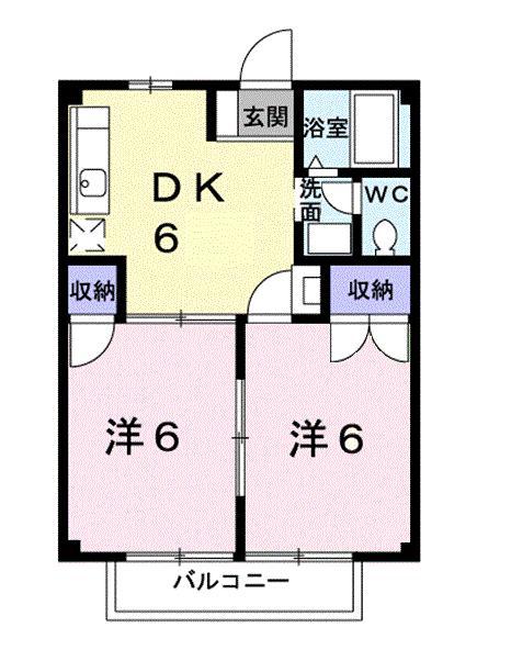 ニューシティ小野B(2DK/2階)の間取り写真