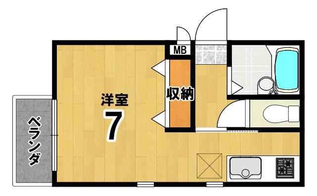 北白川BCBGCLUB(1K/1階)の間取り写真