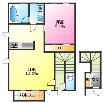 コージィコート元住吉(1LDK/2階)の間取り写真