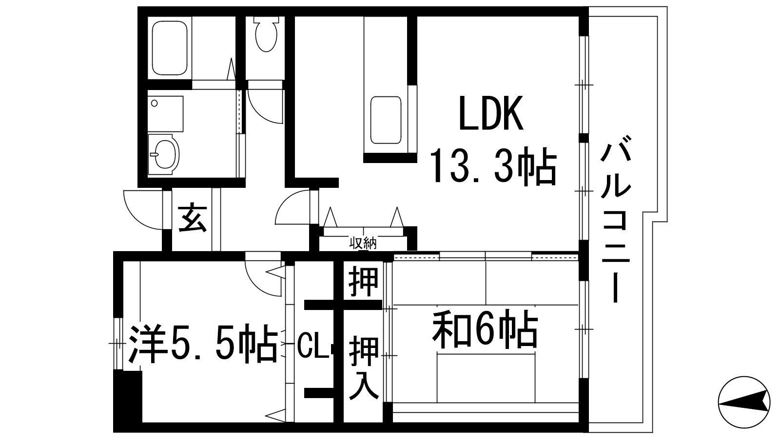 アルビス伊丹千僧11号棟(2LDK/2階)の間取り写真