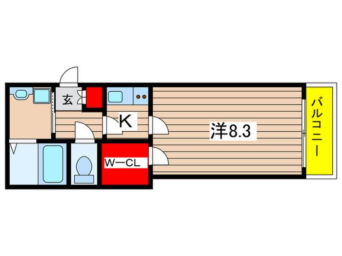 クリフトンヒルズ(1K/1階)の間取り写真