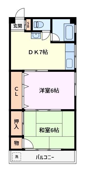 大山ビル(2DK/2階)の間取り写真