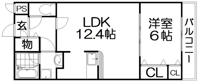 フジパレス藤が尾(1LDK/1階)の間取り写真