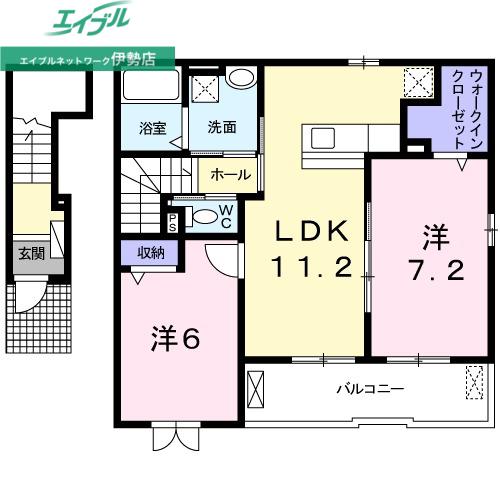 プロスパーII(2LDK/2階)の間取り写真