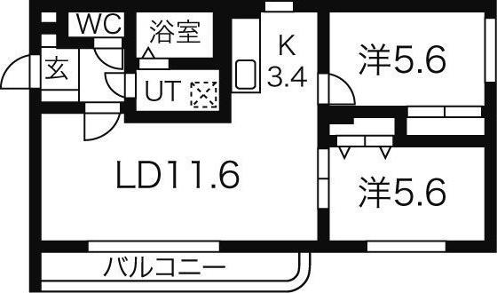 大光21番館(2LDK/2階)の間取り写真
