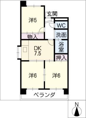 第2サンヨーマンション(3DK/5階)の間取り写真