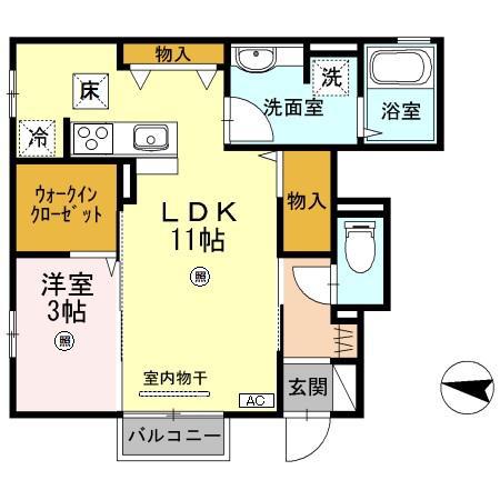 ラ・シエル大島(1LDK/1階)の間取り写真
