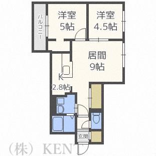 CASTELLO DEL SOLE(2LDK/1階)の間取り写真