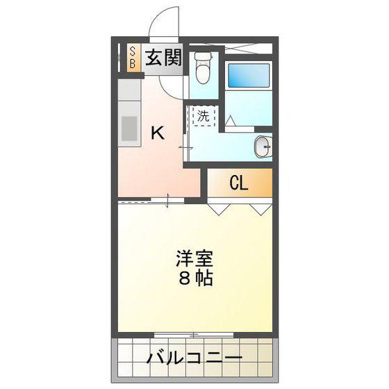 GRAND ESPOIR(1K/2階)の間取り写真