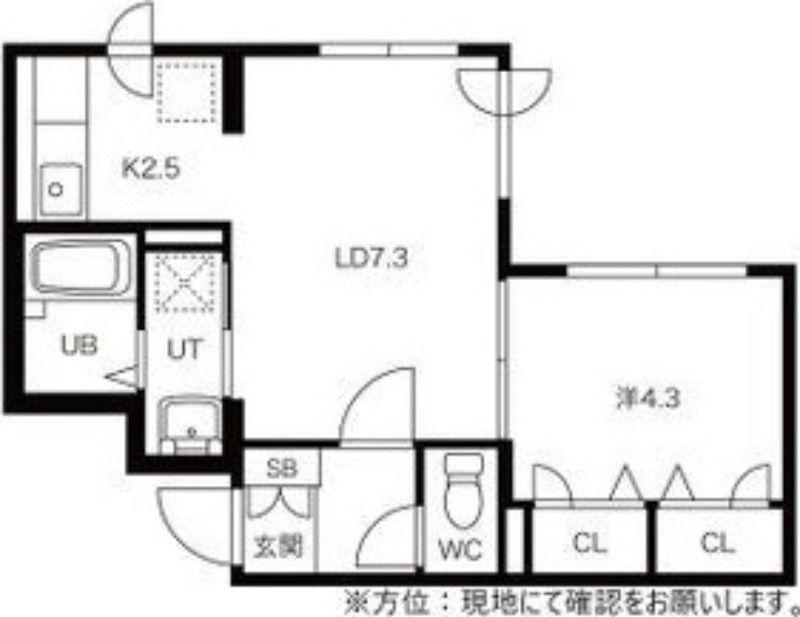 ヴェルテュ麻生(1LDK/2階)の間取り写真