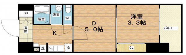 プランドール新大阪(2K/9階)の間取り写真