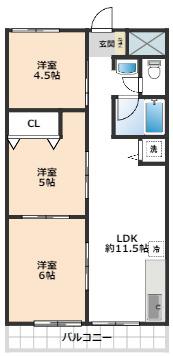アパートメント・マコト(3LDK/2階)の間取り写真