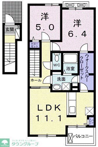 プラシードSKI(2LDK/2階)の間取り写真