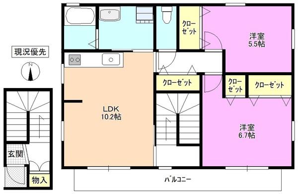 モンテ・ロトンド(2LDK/2階)の間取り写真
