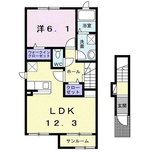 フォルシュ U.N.B(1LDK/2階)の間取り写真