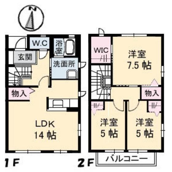 ピュアハウス(3LDK/1階)の間取り写真