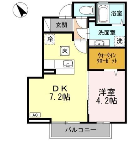 エクセル21(1DK/1階)の間取り写真