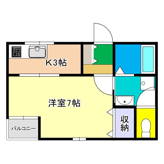 めぞん太陽V(1K/2階)の間取り写真