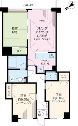 ワールドパレス文京本駒込(3LDK/2階)の間取り写真