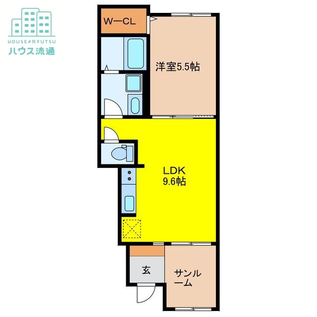 アーサー上峰(1LDK/1階)の間取り写真