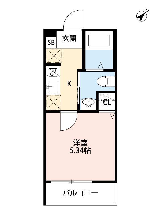CIEL 前野町(1K/2階)の間取り写真