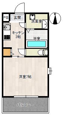 シャルム千林 二番館(1K/2階)の間取り写真