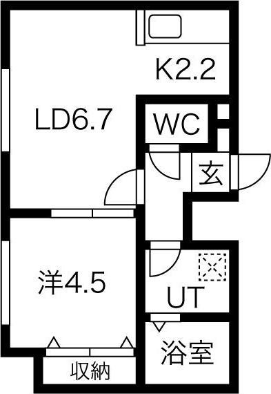 WYNN学園前(1LDK/2階)の間取り写真
