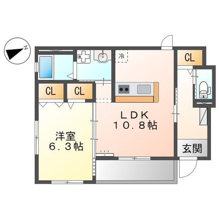 グランディールC(1LDK/1階)の間取り写真