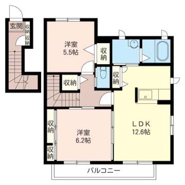 プランドールB(2LDK/2階)の間取り写真