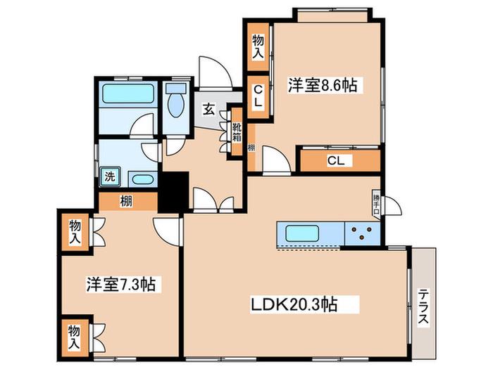 メゾンドヒル(2LDK/1階)の間取り写真