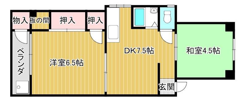 千映荘(2DK/3階)の間取り写真