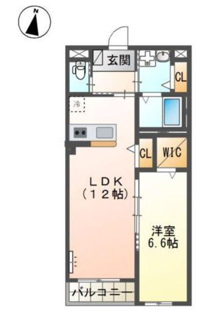 レヴメゾン神山六番館(1LDK/1階)の間取り写真