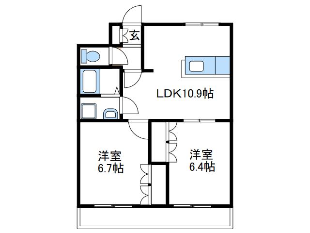 ラメルヴェール(2LDK/1階)の間取り写真