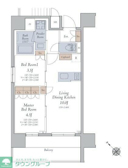 HAYANO RESIDENCE 大塚(2LDK/9階)の間取り写真