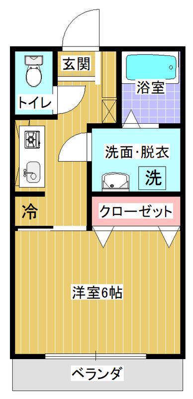 ブルージュ四谷(1K/2階)の間取り写真