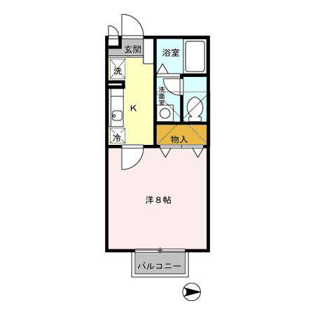 ヴェルメゾンB(1K/1階)の間取り写真