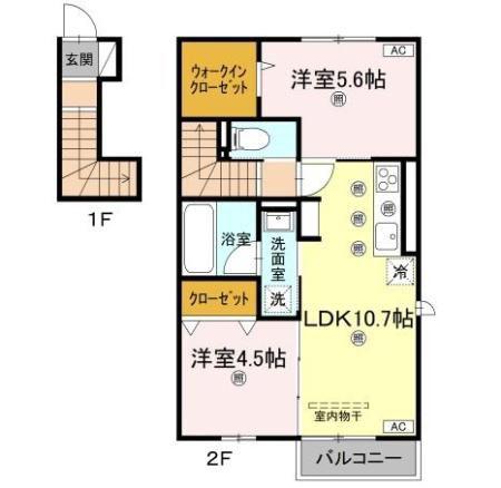 メゾン・ド・ロワ(2LDK/2階)の間取り写真