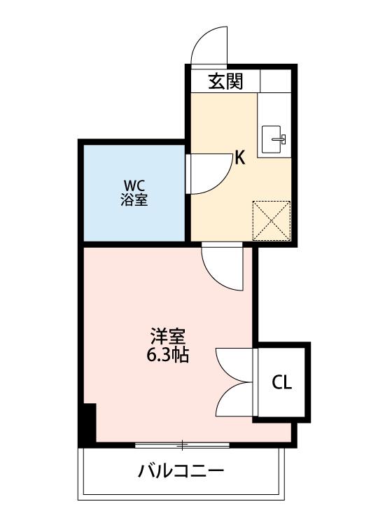若宮ビル(1K/3階)の間取り写真