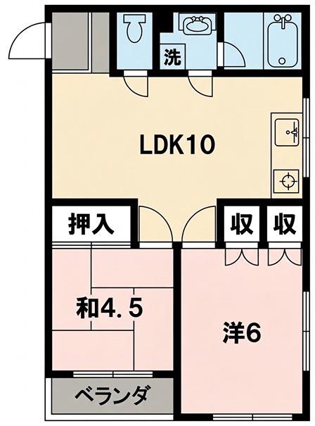 ボンエルフ(2LDK/2階)の間取り写真