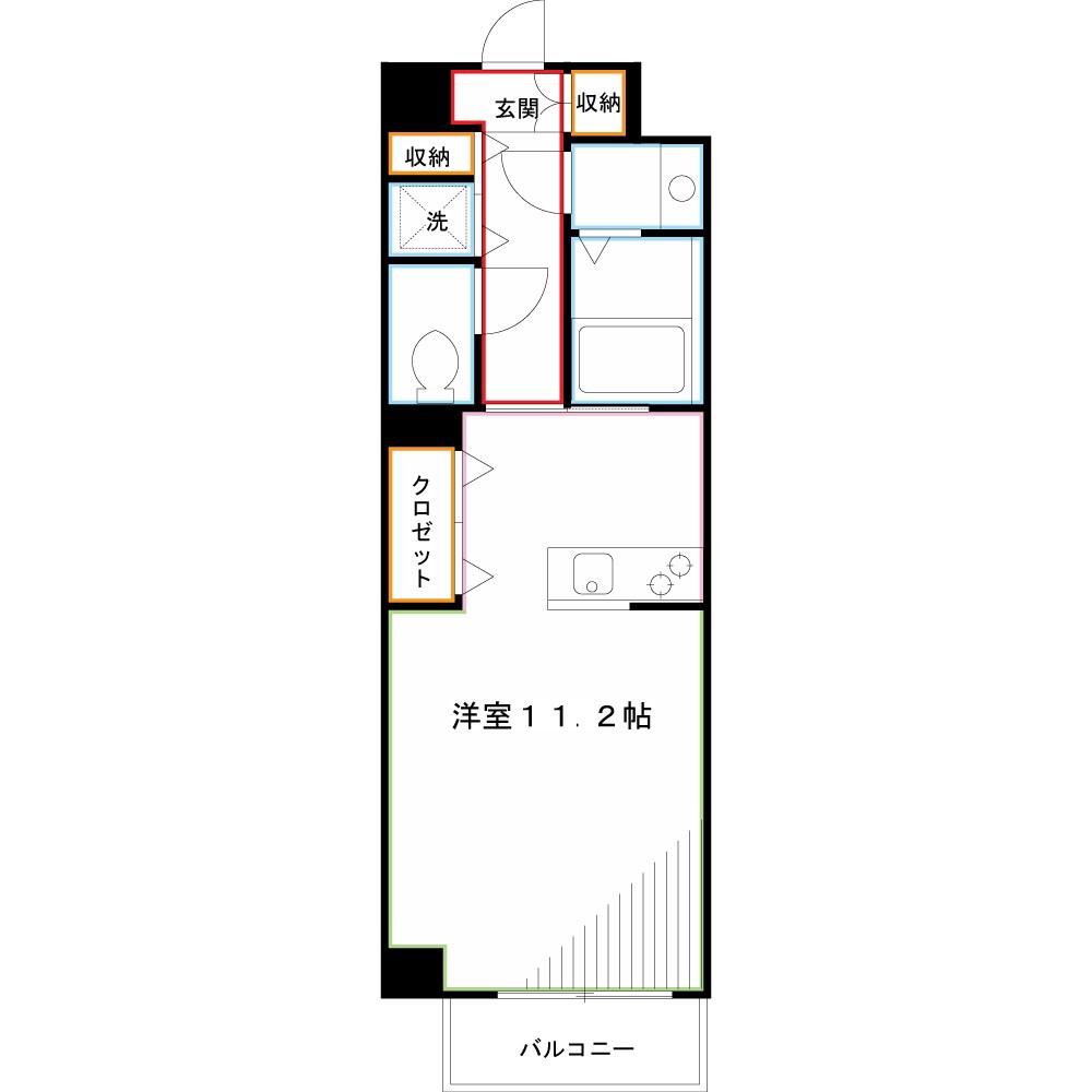 ビュークレスト小金井(ワンルーム/7階)の間取り写真