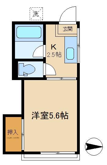 フォーブル駒場(1K/2階)の間取り写真