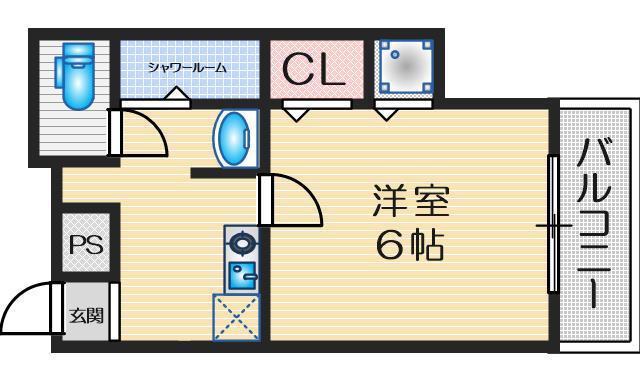 グランドステージ江坂(1K/2階)の間取り写真